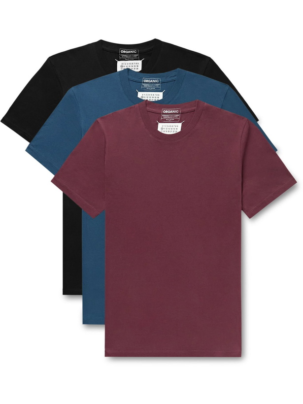 Photo: Maison Margiela - Three-Pack Organic Cotton-Jersey T-Shirts - Burgundy