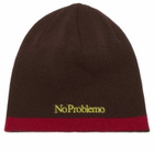 No Problemo Women's NP Stripe Reversible Beanie in Brown 