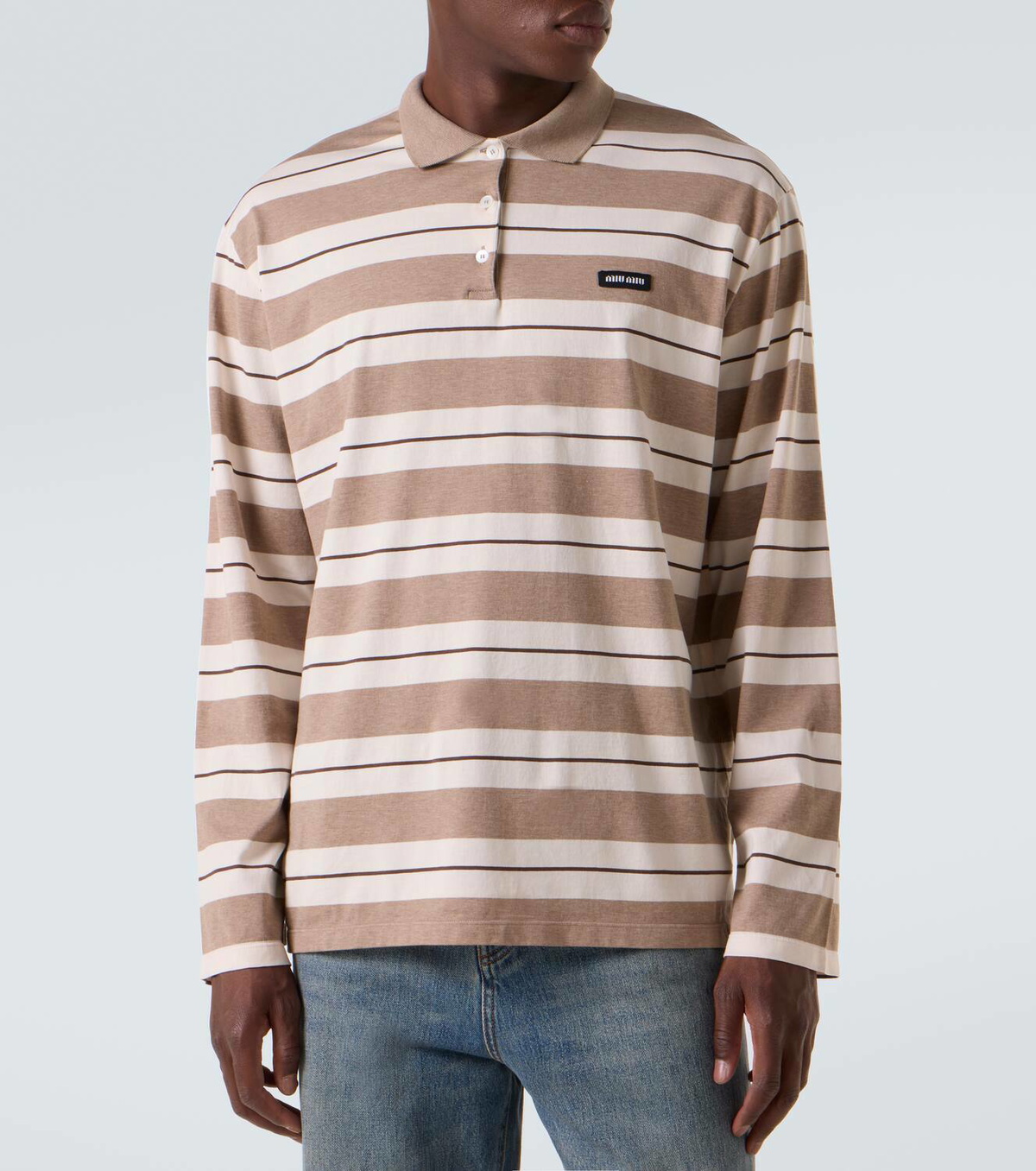 Miu Miu Striped cotton jersey polo shirt