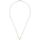 Pearls Before Swine Silver and Gold Sliced Setting Necklace