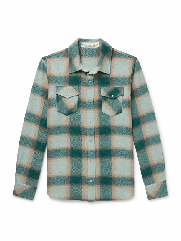 Photo: God's True Cashmere - Checked Cashmere Shirt - Green
