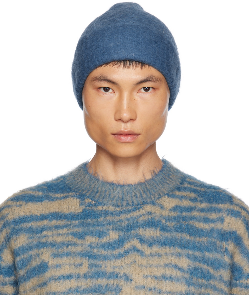 Acne Studios Blue Wool Mohair Beanie Acne Studios