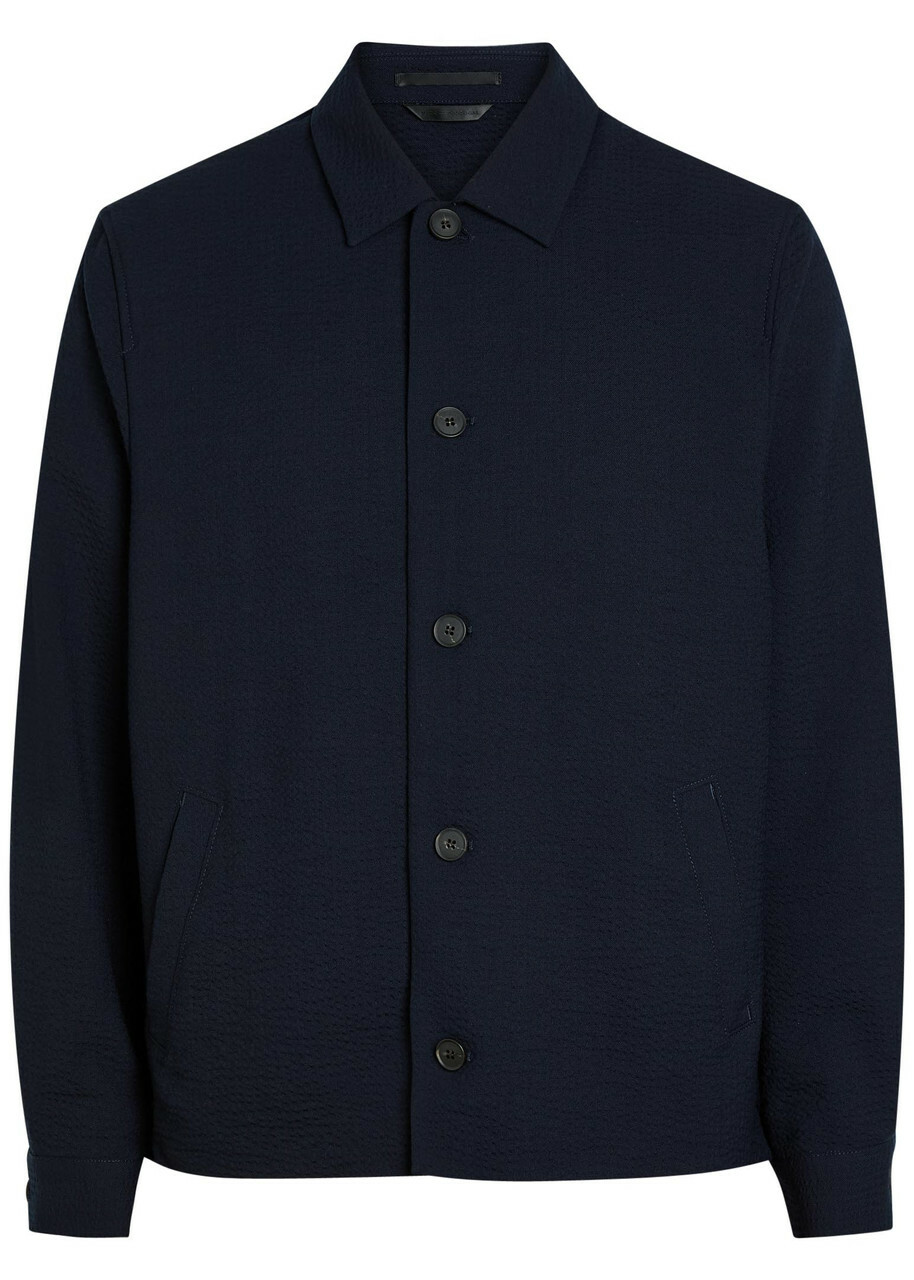 Sunspel Textured Stretch-wool Jacket Navy