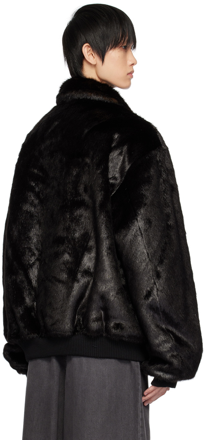 The Frankie Shop Black Scott Faux-Fur Bomber Jacket