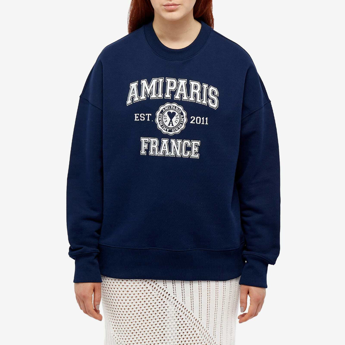 スウェット・トレーナー AMI PARIS Logo-Sweatshirt Blue NIGHT BLUE Off-White Ami de Coeur Sweatshirt | AMI PARIS