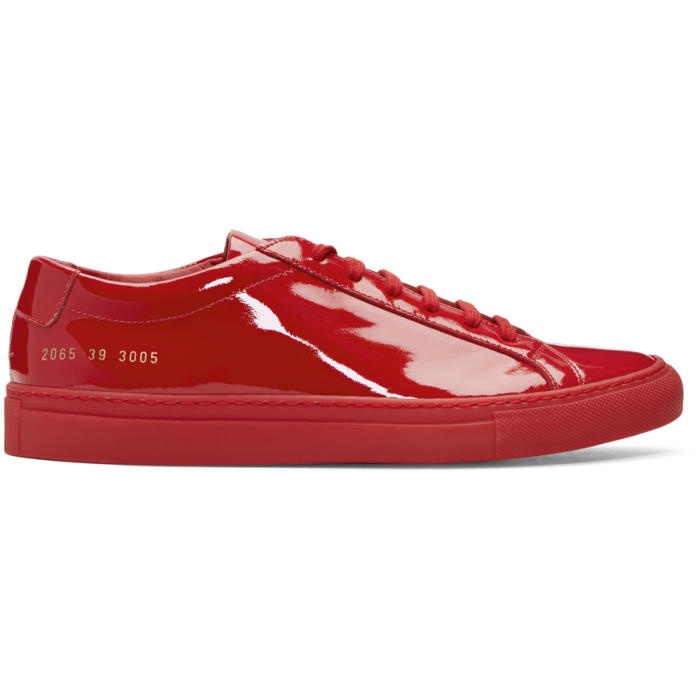 Common Projects Red Achilles Low Gloss Sneakers