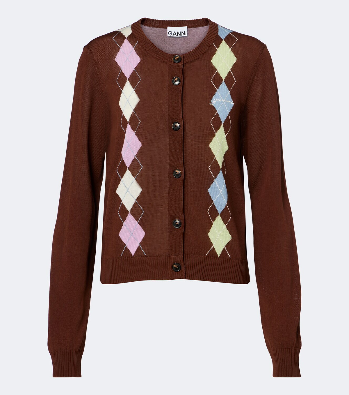 Ganni Argyle cotton cardigan