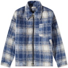 Cole Buxton Men's Flannel Overshirt in Blue/Grey