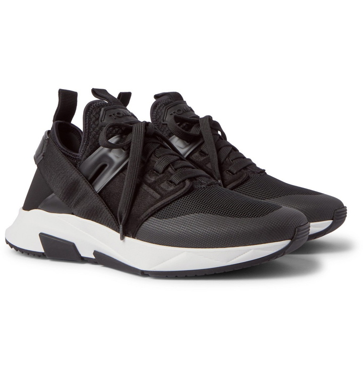 Photo: TOM FORD - Jago Neoprene, Mesh and Nylon Sneakers - Black