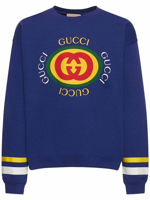 Photo: GUCCI - Gg Logo Print Cotton Sweatshirt