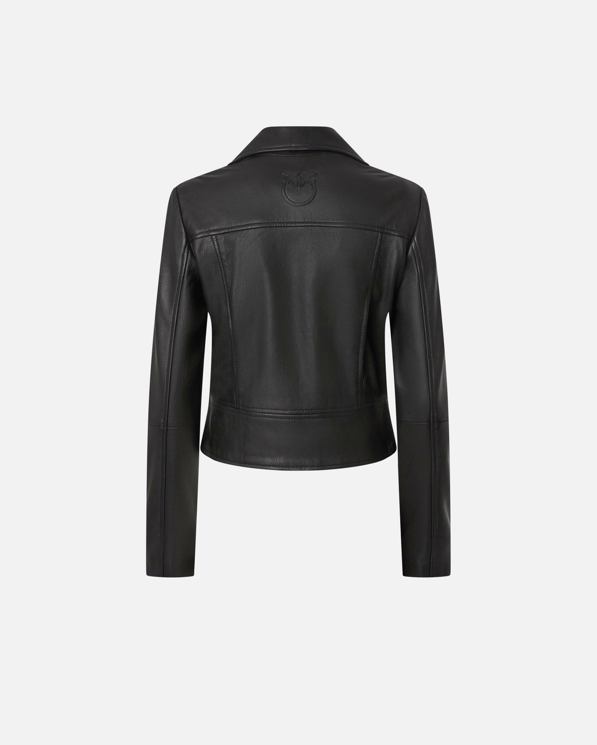 Pinko Nappa Leather Biker Jacket Limo Black