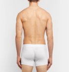 Off-White - Three-Pack Ribbed Stretch-Cotton Boxer Briefs - Men - White