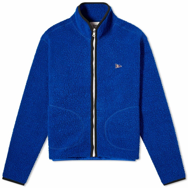 Photo: Drake's Men's Boucle Wool Zip Fleece Jacket in Blue