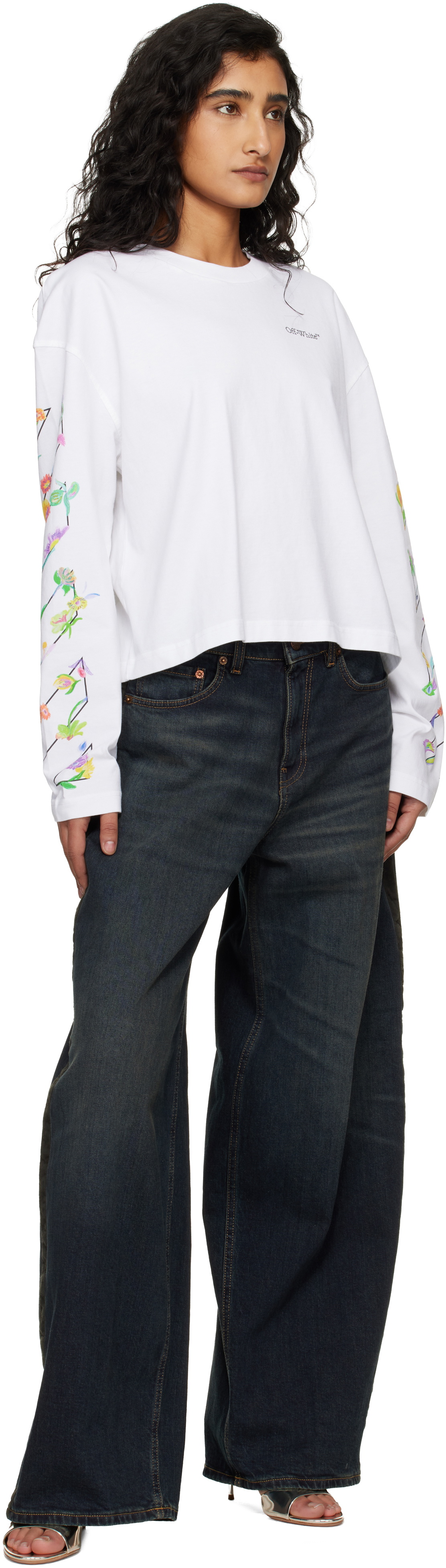 Off-White White Diagonal Glowing Flower T-shirt