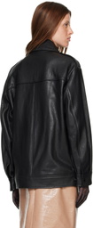 Nour Hammour Black Drey Leather Bomber Jacket