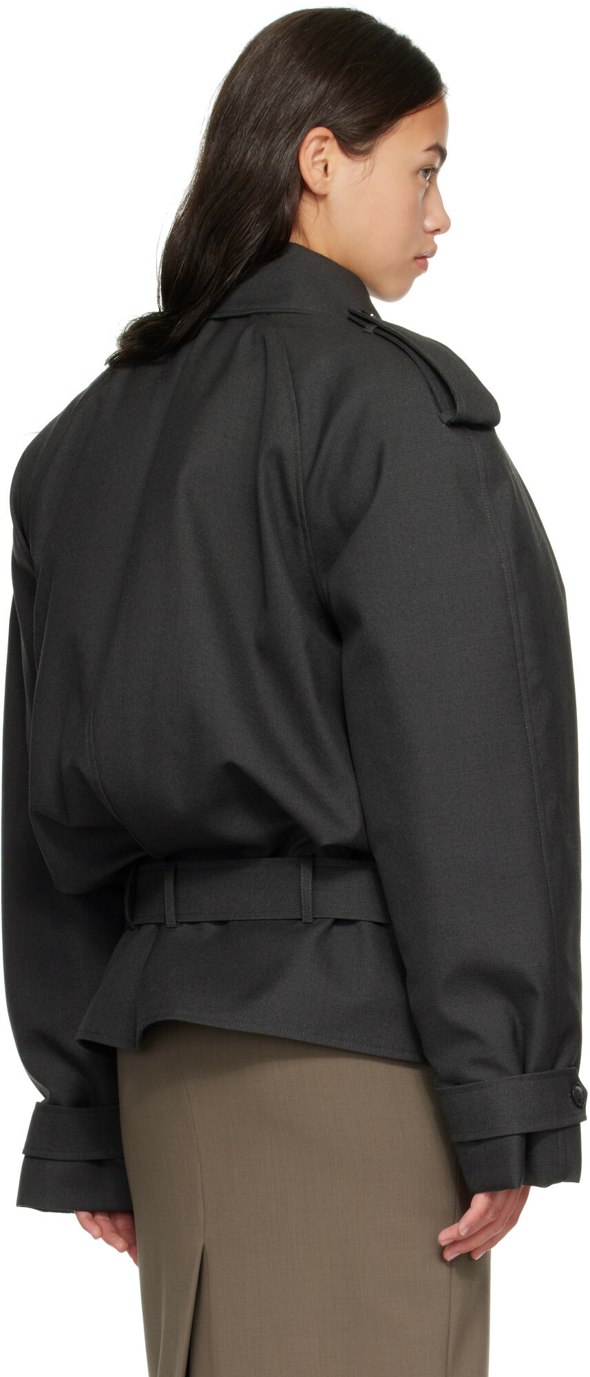 Mugler Gray Round Jacket