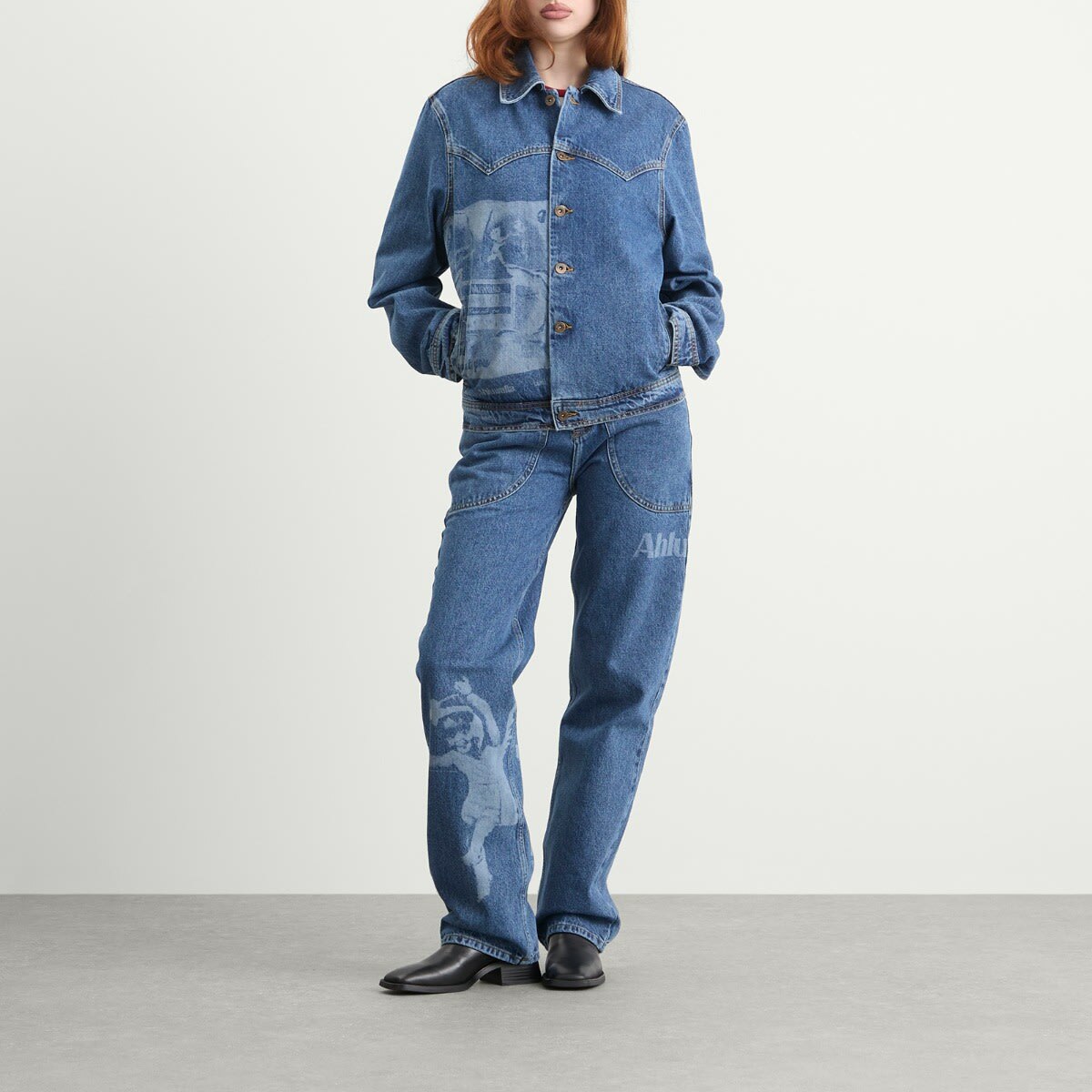 Ahluwalia Women's Laser Denim Jacket in Vintage Indigo Denim