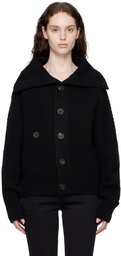 Recto Black Oversized Collar Cardigan