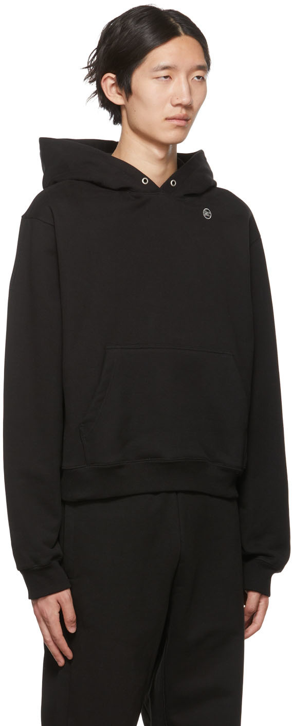 Recto Black Cotton Hoodie