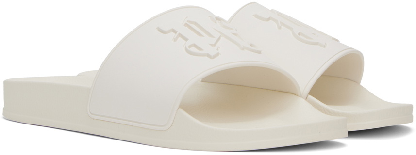 Palm Angels White Monogram Pool Slides Palm Angels