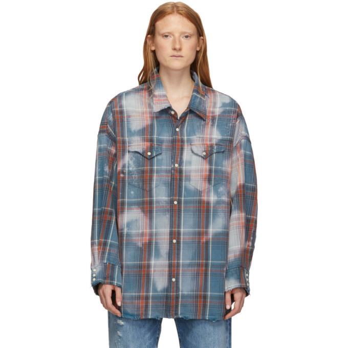 R13 Blue and Red Oversized Cowboy Shirt R13