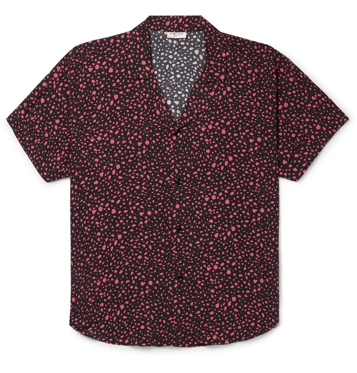 Photo: SAINT LAURENT - Camp-Collar Printed Crepe de Chine Shirt - Red