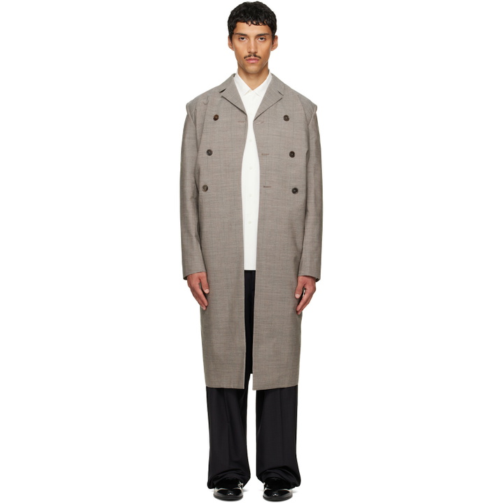Photo: Jil Sander Gray Double-Breasted Coat
