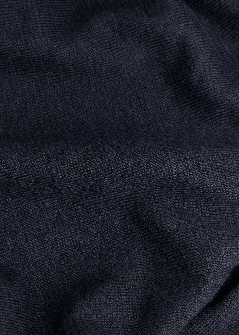 Les Deux Emmanuel Fine-knit Polo Shirt Navy