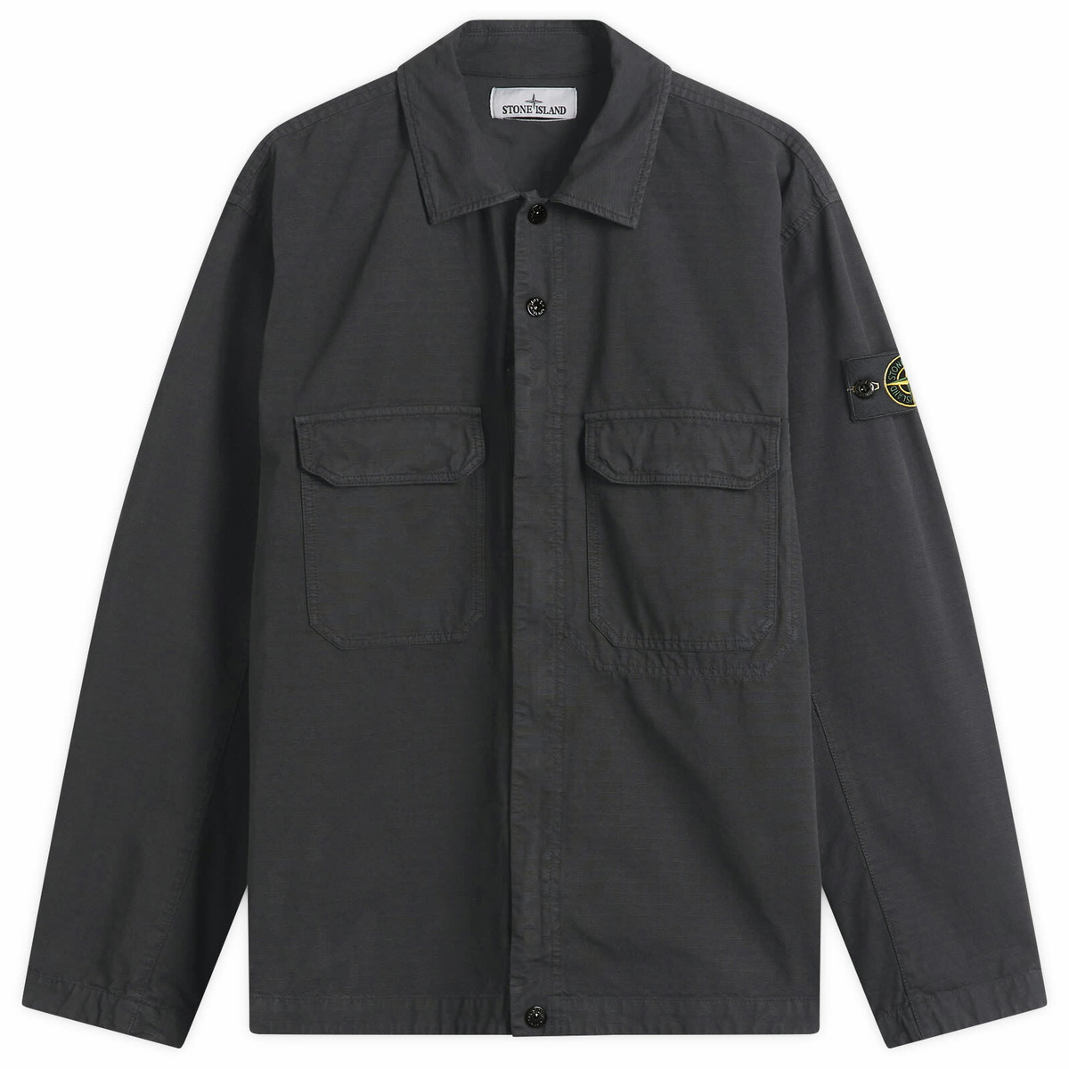 Stone Island Men's Ripstop Zip Shirt Jacket in Black Stone Island