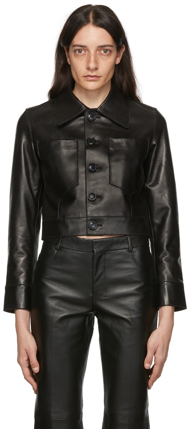 AMI Alexandre Mattiussi Black Buttoned Leather Jacket AMI Alexandre ...