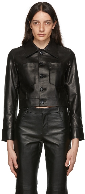 Photo: AMI Alexandre Mattiussi Black Buttoned Leather Jacket