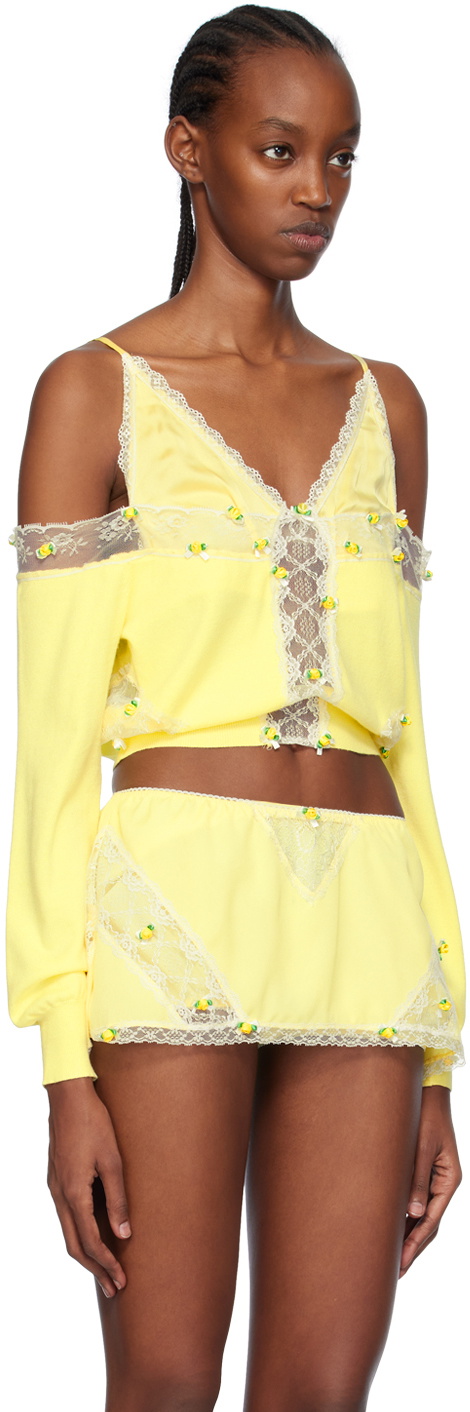 Pushbutton Yellow Mini Flower Cardigan