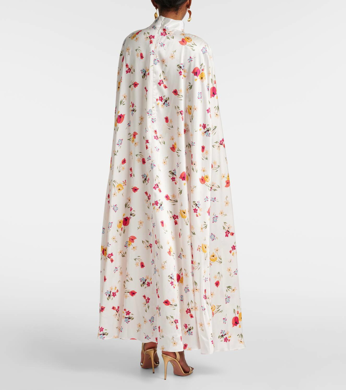 Rodarte Floral caped silk maxi dress