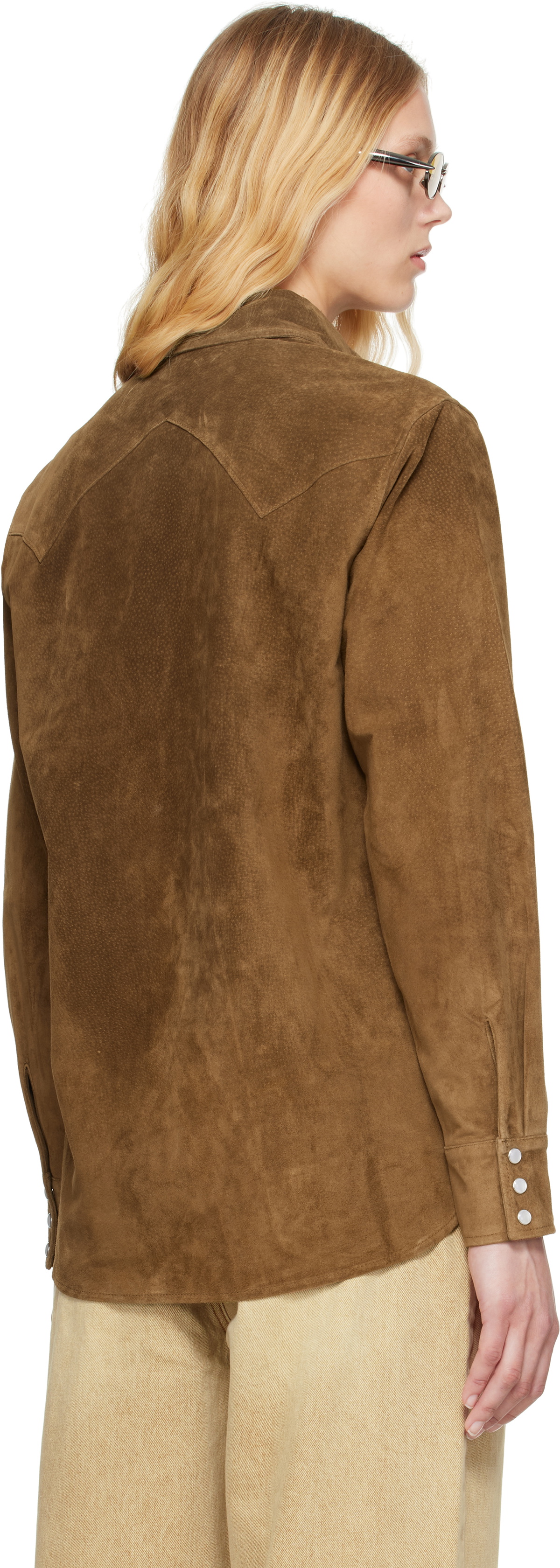 Carter Young Brown Western Suede Shirt