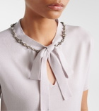 Valentino Embellished tie-neck virgin wool sweater