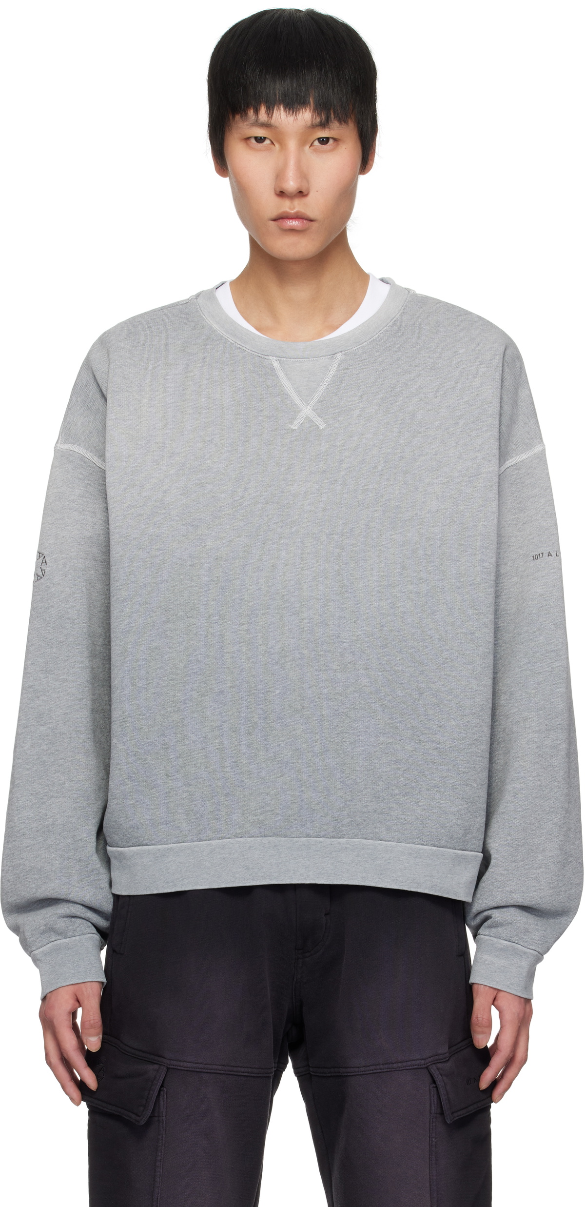 1017 ALYX 9SM Gray Garment Dye Boxy Crewneck Sweatshirt