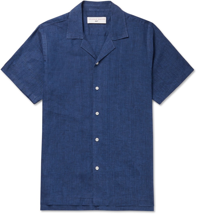 Photo: Orlebar Brown - 007 Thunderball Camp-Collar Linen Shirt - Blue