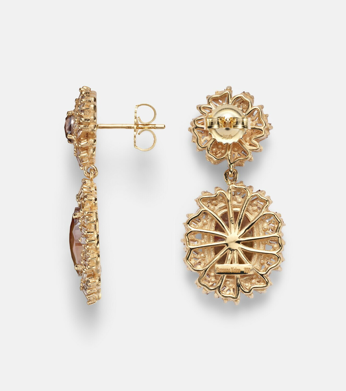 Suzanne Kalan Doublet 18kt gold drop earrings with diamonds