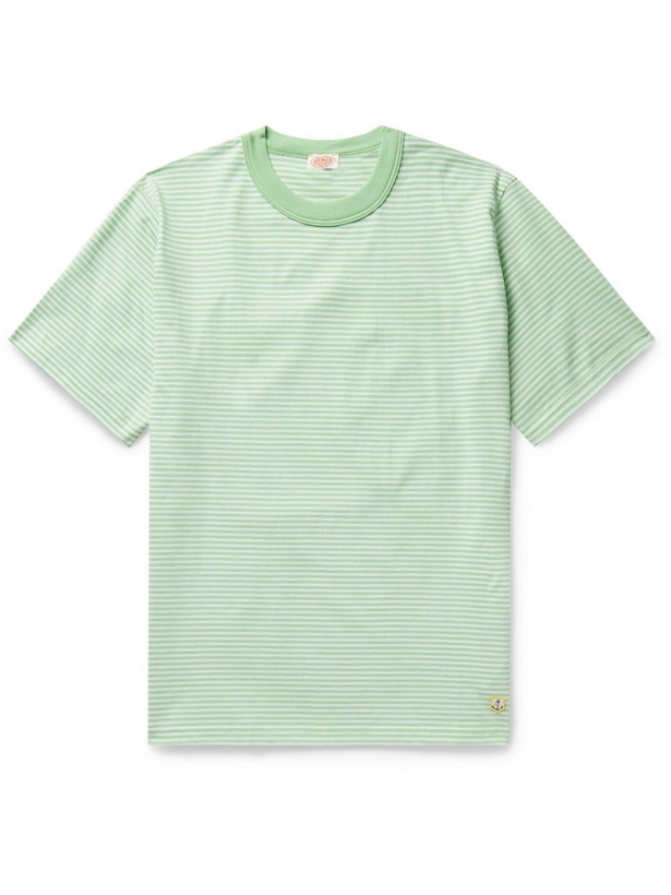 Photo: Armor Lux - Logo-Appliquéd Striped Organic Cotton-Jersey T-Shirt - Green
