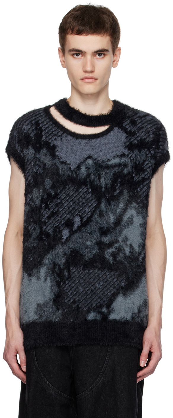 Feng Chen Wang Gray Landscape Painting Sweater