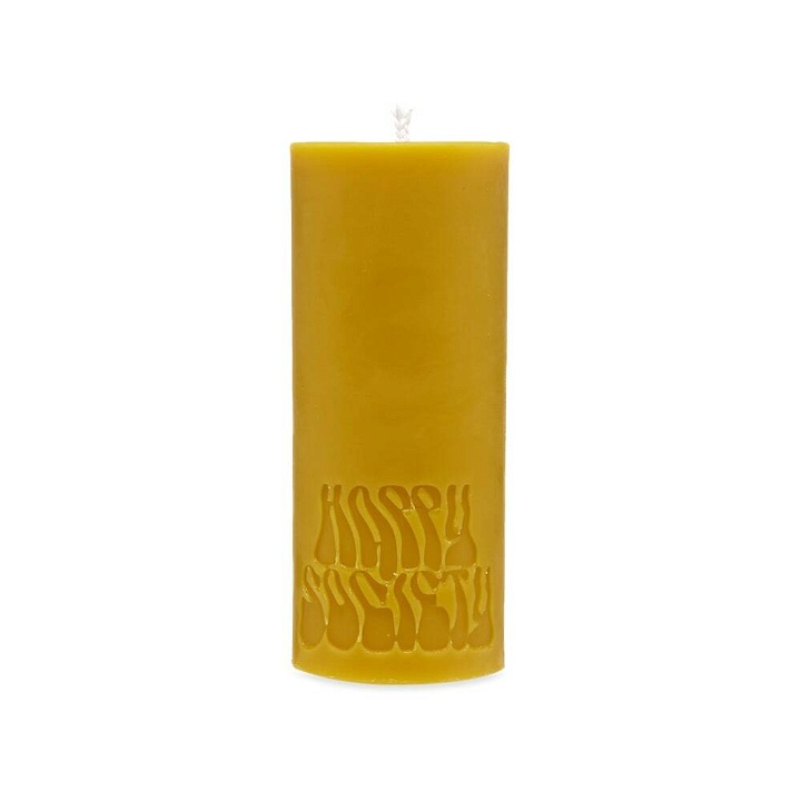 Photo: Happy Society Large Pillar Beeswax Candle in Lemon Myrtle/Blue Gum