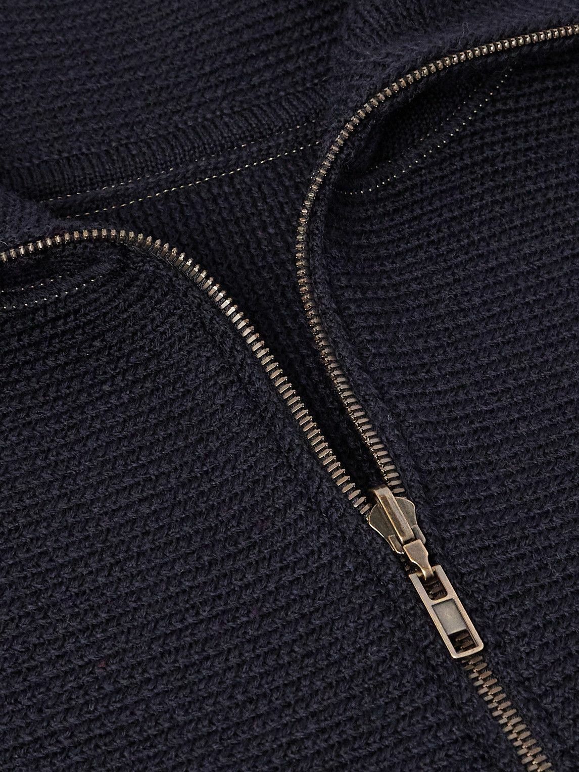 Maison Margiela - Denim-Trimmed Wool Half-Zip Sweater - Blue