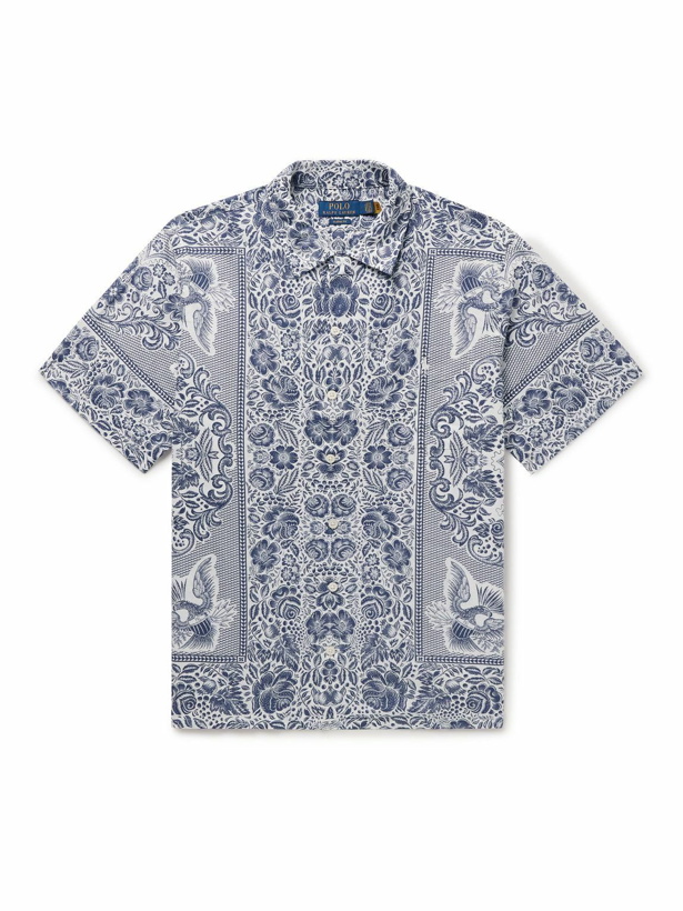 Photo: Polo Ralph Lauren - Printed Cotton and Linen-Blend Voile Shirt - Blue