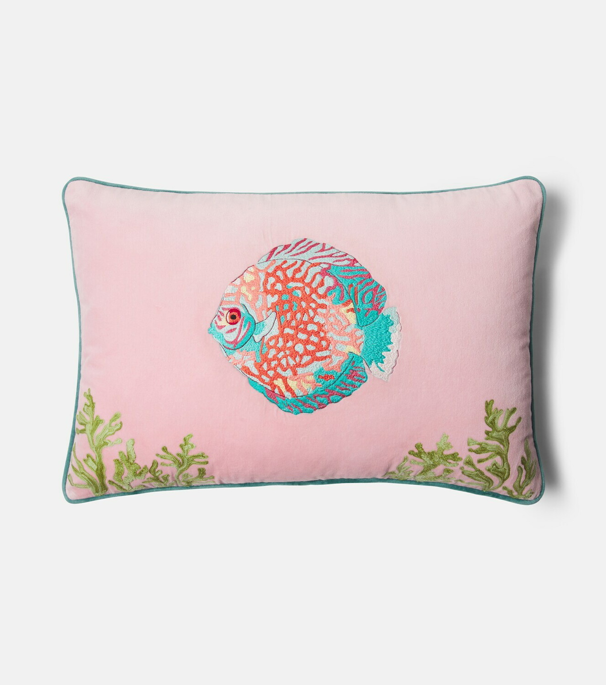 Les-Ottomans Embroidered cotton velvet cushion