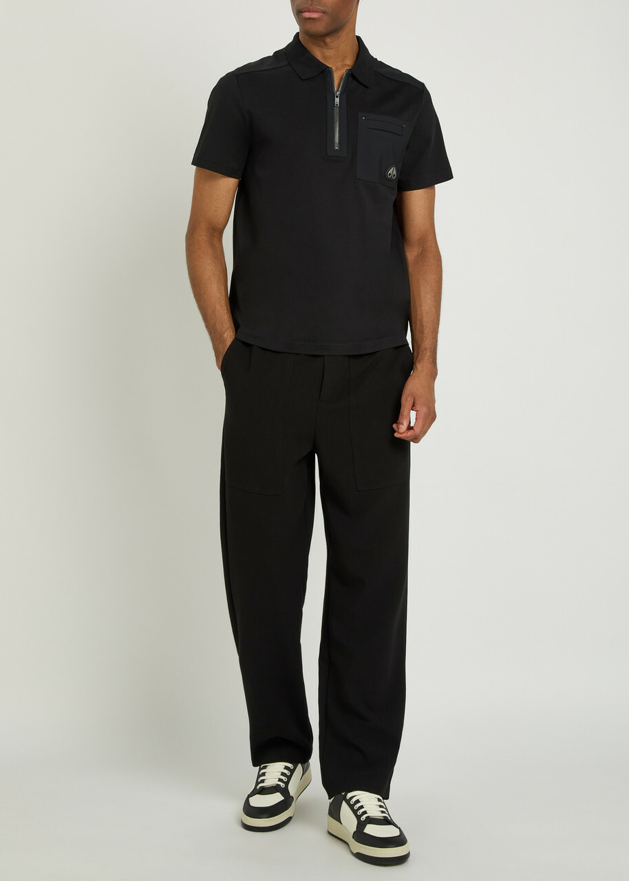 Moose Knuckles Dalon Panelled Piqué Cotton Polo Shirt Black