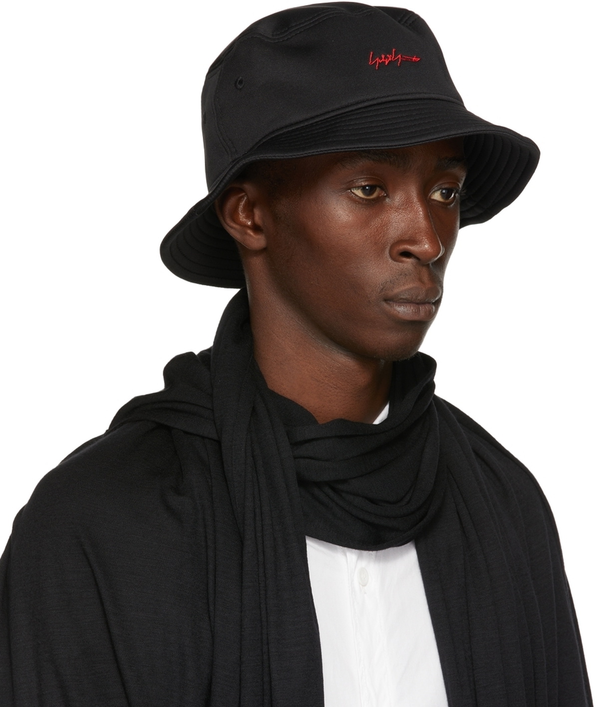 Yohji Yamamoto Black & Red New Era Edition Embroidered Bucket Hat