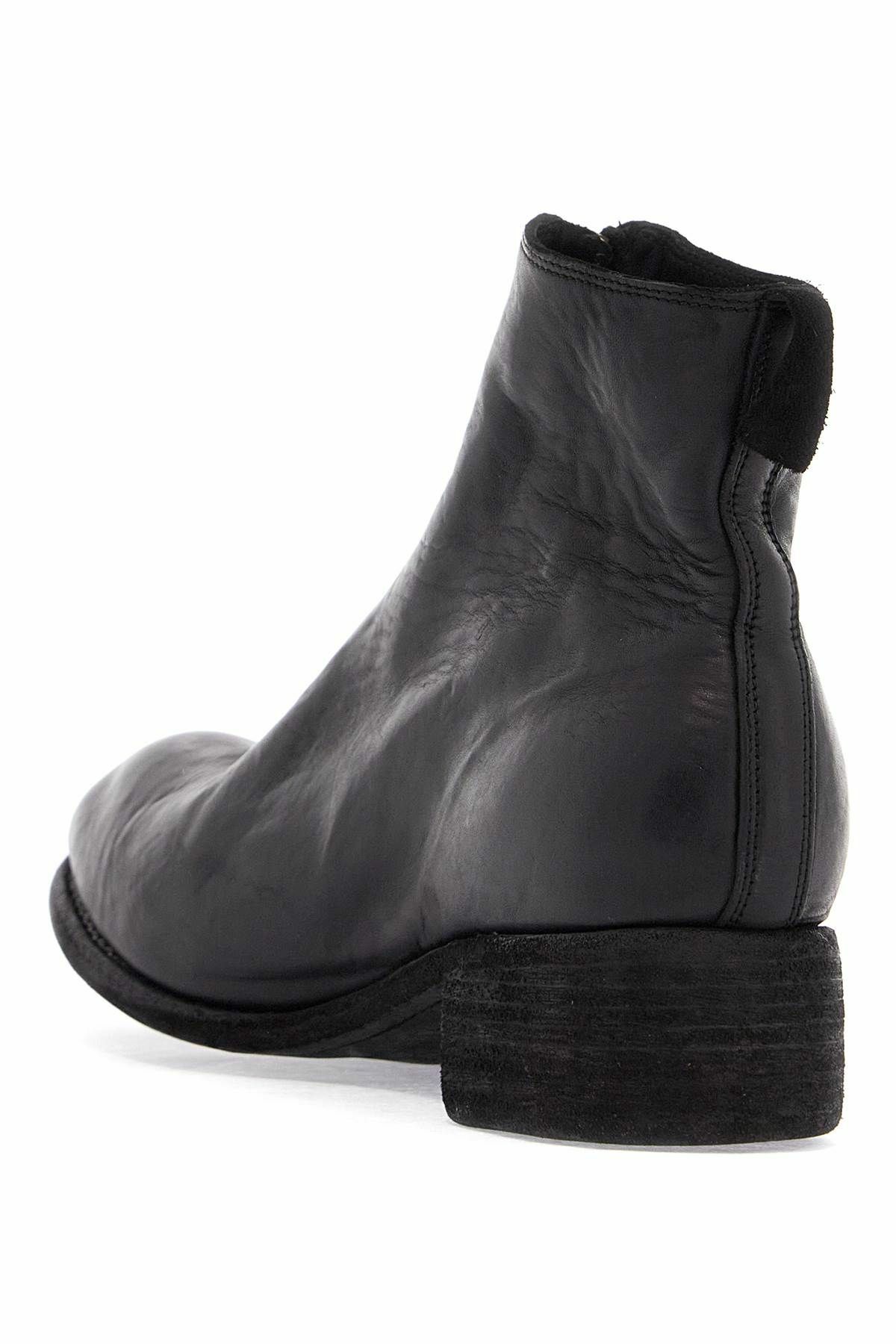 GUIDI unisex leather boots in black horse and calfskin with metal zip Black