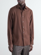 Zegna - Cotton and Cashmere-Blend Twill Shirt - Brown