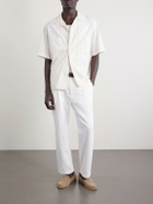 Barena - Cropped Tapered Cotton And Linen-Blend Corduroy Trousers - White