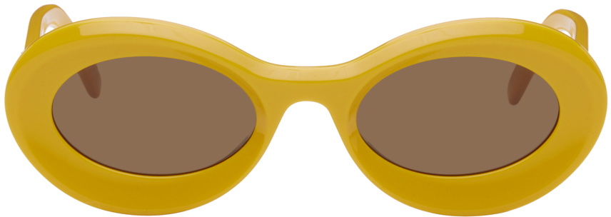 新品　LOEWE イエロー アセテート サングラス　正規品 LOEWE EYEWEAR スクエアフレーム アセテート サングラス | NET-A